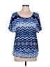 AB Studio Blue Short Sleeve Blouse Size L - photo 1