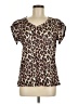 Ekouaer Animal Print Brown Short Sleeve Blouse Size M - photo 1