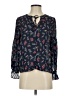 Ann Taylor LOFT 100% Polyester Floral Blue Long Sleeve Blouse Size XXS - photo 1