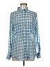 BB Dakota Checkered-gingham Blue Long Sleeve Button-Down Shirt Size M - photo 1