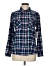 Overdrive 100% Cotton Plaid Blue Long Sleeve Button-Down Shirt Size M - photo 1