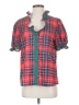 Unbranded 100% Polyester Plaid Red Short Sleeve Blouse Size S - photo 1