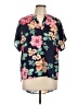 Victoria 100% Polyester Floral Blue Short Sleeve Blouse Size L - photo 1