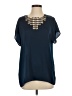 Assorted Brands 100% Polyester Blue Short Sleeve Blouse Size S (estimated) - photo 1