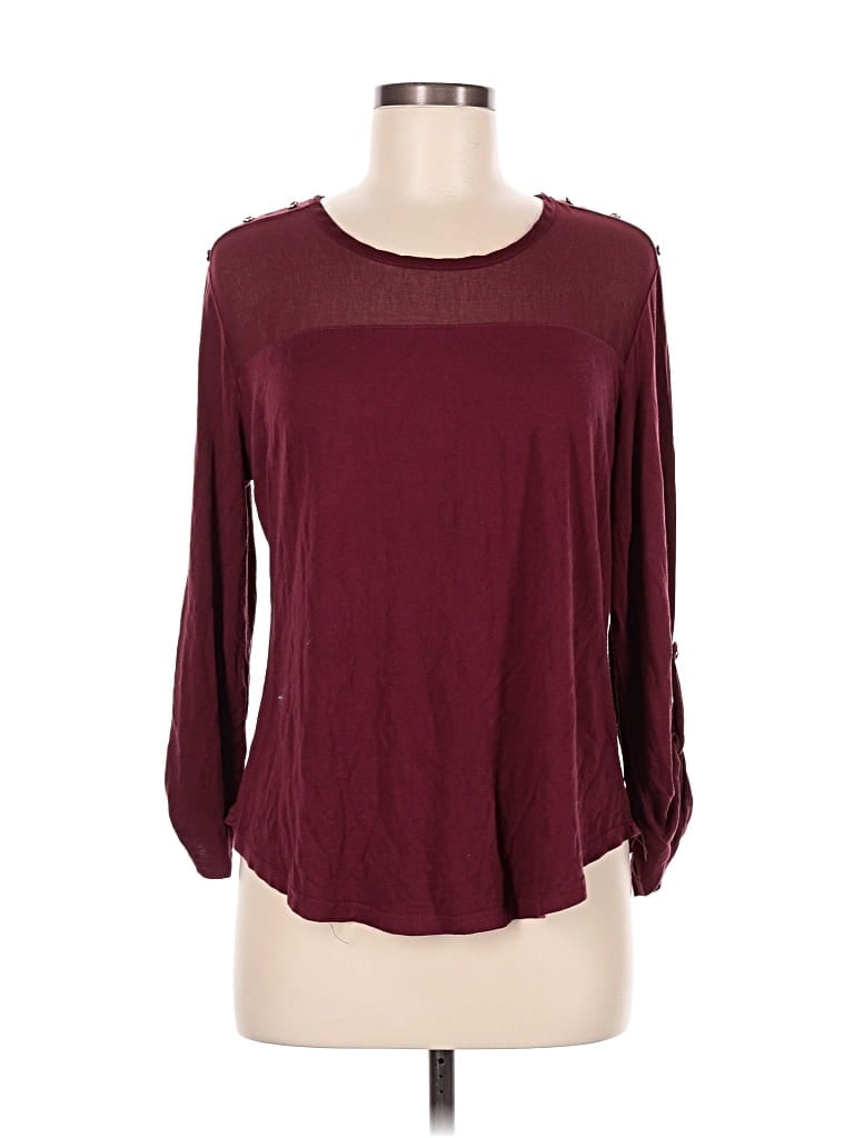 Pre-owned Rue21 3/4 Sleeve T-shirt In Burgundy