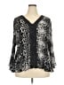 PIANO 100% Polyester Animal Print Black Long Sleeve Blouse Size 3X - photo 1