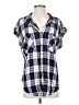 Jachs Girlfriend Plaid Blue Short Sleeve Blouse Size S - photo 1