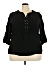 C.D. Daniels 100% Viscose Black 3/4 Sleeve Blouse Size 2X - photo 1