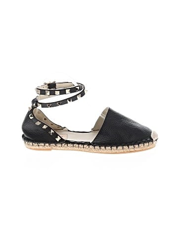 Valentino Garavani Leather Rockstud Espadrilles Flats (view 1)
