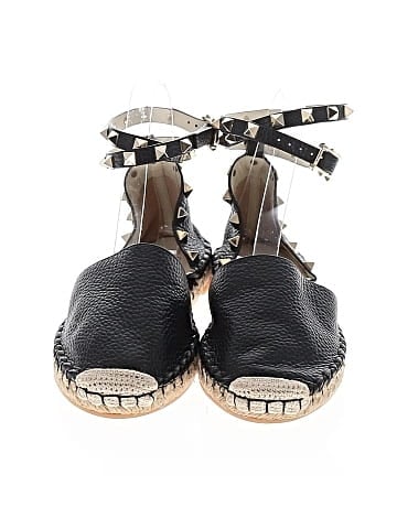 Valentino Garavani Leather Rockstud Espadrilles Flats (view 2)