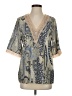 Unbranded 100% Polyester Paisley Blue 3/4 Sleeve Blouse Size S - photo 1