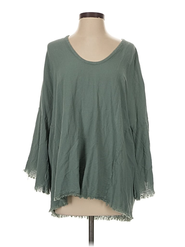 Pre-owned Oh My Gauze 3/4 Sleeve Blouse In Green