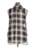 Dots 100% Polyester Plaid Gray Sleeveless Blouse Size XL - photo 2
