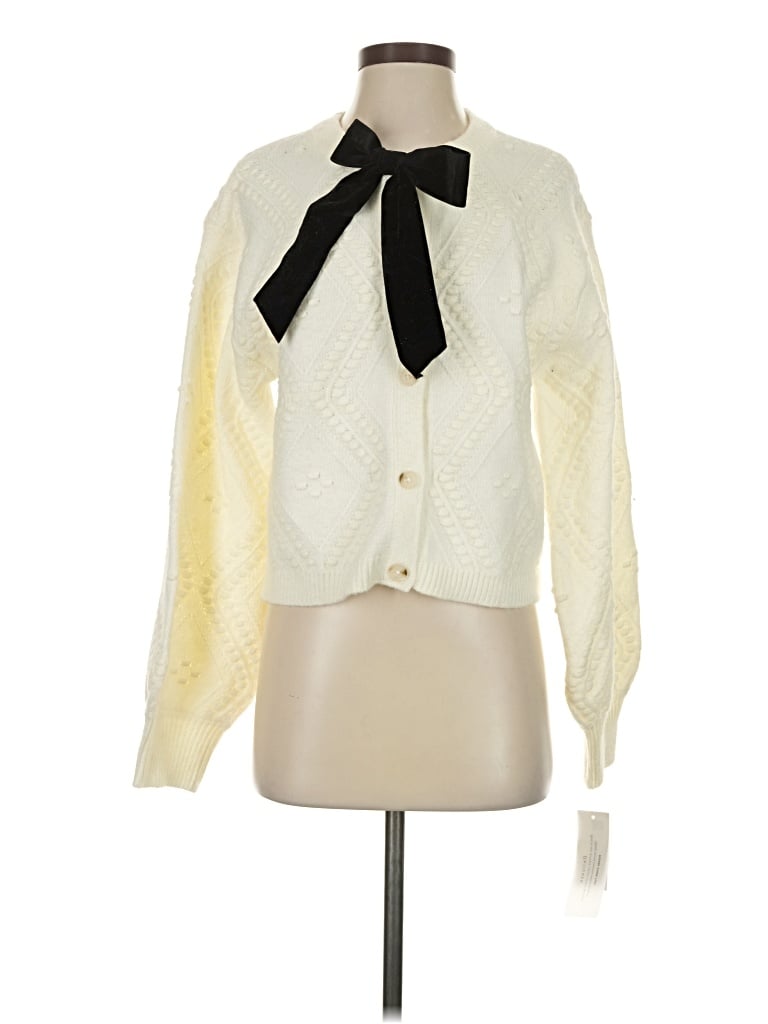 Pre-owned French Connection Cardigan Sweater In White