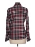 R N B 100% Polyester Plaid Burgundy Long Sleeve Blouse Size L - photo 2