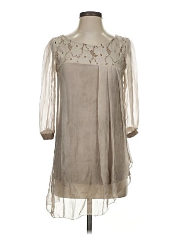 H Trend 3/4 Sleeve Silk Top (view 1)