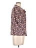 Self Contrast Floral Brown Short Sleeve Blouse Size L - photo 4
