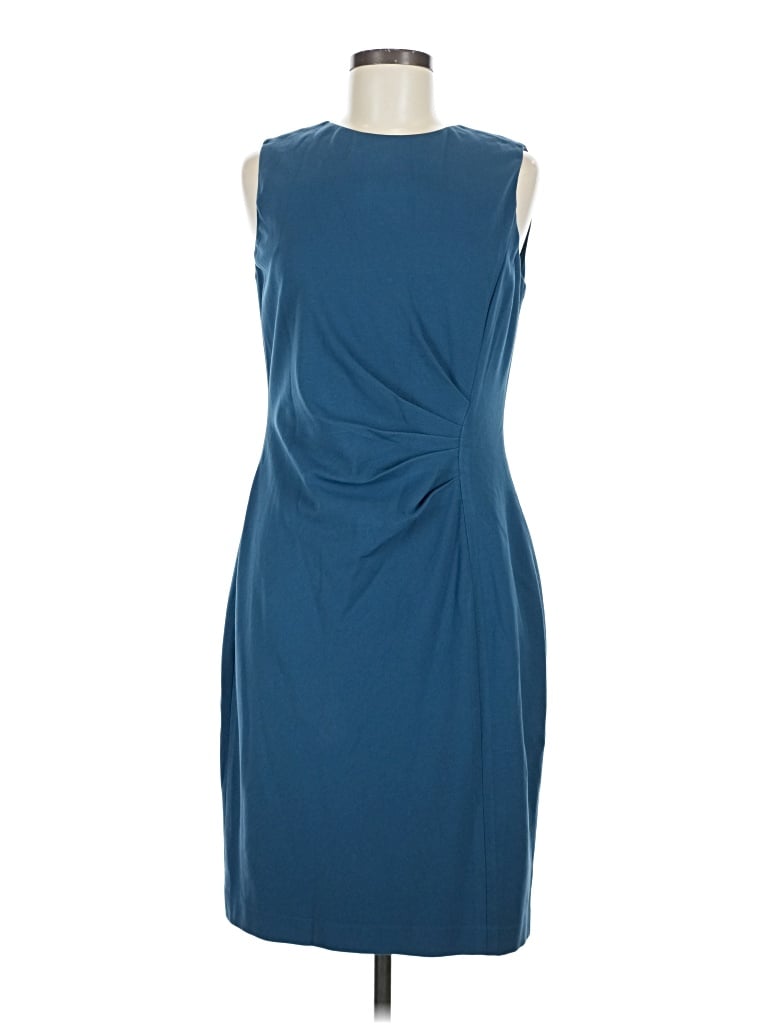 Elie Tahari Cocktail Dress - Sheath: Blue Solid Pattern Dresses - Used - Size 8