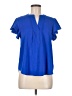 Mine 100% Polyester Blue Short Sleeve Blouse Size M - photo 1