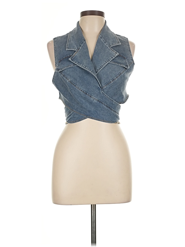 Pre-owned Assorted Brands Sleeveless Button Down Shirt In Blue