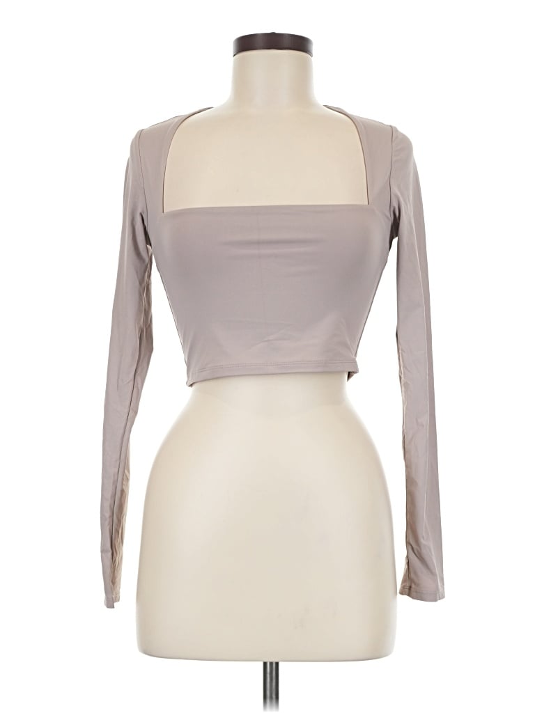 Pre-owned Qinsen Tank Top Gray Square Neckline Tops