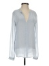 Ann Taylor Blue Silver Long Sleeve Blouse Size XS - photo 1