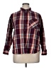 Time and Tru 100% Polyester Plaid Burgundy Long Sleeve Blouse Size XL - photo 1