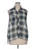 Dots Plaid Gray Sleeveless Button-Down Shirt Size XL - photo 1