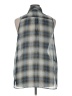Dots Plaid Gray Sleeveless Button-Down Shirt Size XL - photo 2