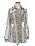 Fig and Flower Animal Print Silver Long Sleeve Blouse Size S - photo 1