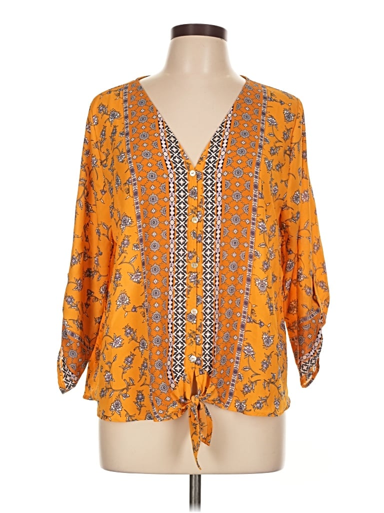 Pre-owned West Kei 3/4 Sleeve Blouse In Orange
