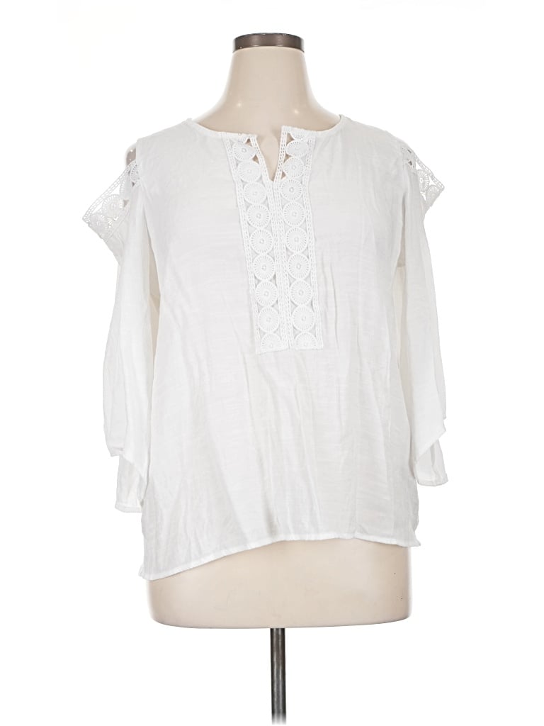 Pre-owned Notations 3/4 Sleeve Blouse In White