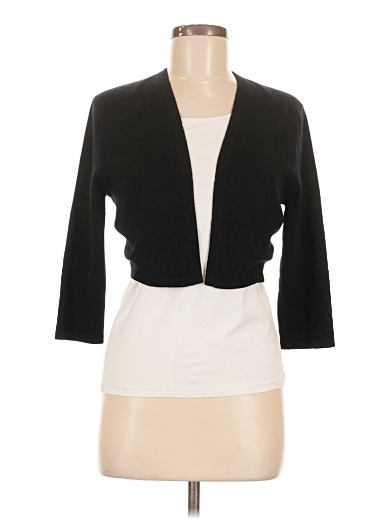 Neiman Marcus 3/4 Sleeve Top Black Plunge Neckline Tops