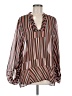 CAbi 100% Polyester Stripes Brown Long Sleeve Blouse Size M - photo 1