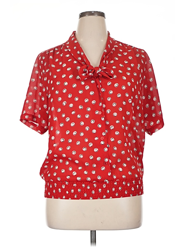 Pre-owned Alfred Dunner Short Sleeve Blouse In Red