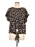 Shein 100% Polyester Animal Print Brown Short Sleeve Blouse Size 12 - photo 1