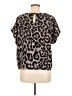 Shein 100% Polyester Animal Print Brown Short Sleeve Blouse Size 12 - photo 2