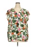 Cynthia Rowley TJX 100% Polyester Tropical Green Short Sleeve Blouse Size 3X - photo 1