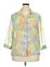 Unbranded Tropical Teal 3/4 Sleeve Button-Down Shirt Size 2X (estimated) - photo 1