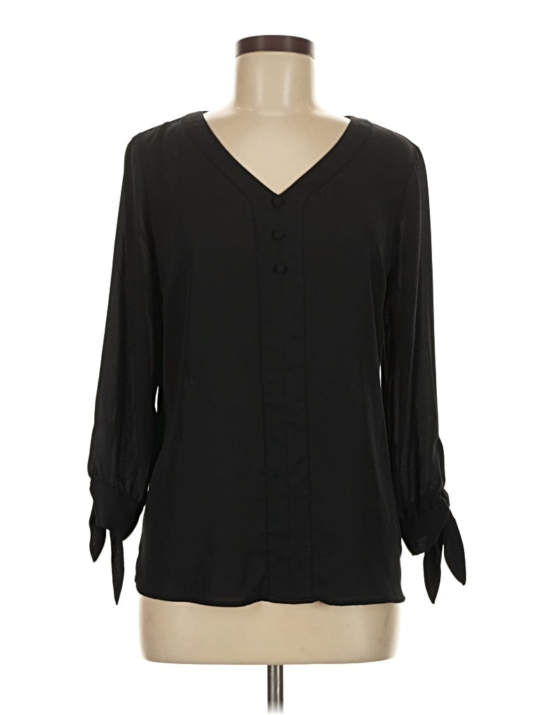Pre-owned Fortune + Ivy Long Sleeve Blouse In Black