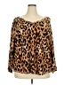 Westbound Animal Print Brown Long Sleeve Blouse Size 3X - photo 1