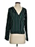 EVIDNT LOS ANGELES Stripes Green Long Sleeve Blouse Size XS - photo 1