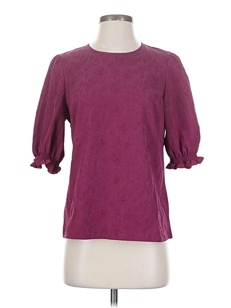 Pre-owned Ted Baker 3/4 Sleeve Blouse In Burgundy