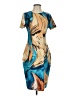 Unbranded Graphic Teal Cocktail Dress Size S - photo 1