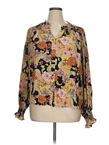 Jade by Johnny Was Long Sleeve Silk Top (view 1)