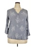 Papermoon 100% Rayon Gray 3/4 Sleeve Blouse Size 2X - photo 1