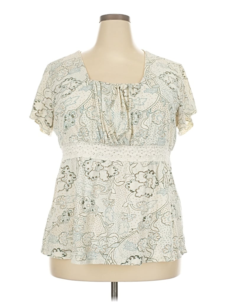 Pre-owned Venezia Short Sleeve Blouse In White