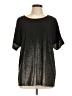 New Directions Metallic Black Short Sleeve Blouse Size L - photo 1