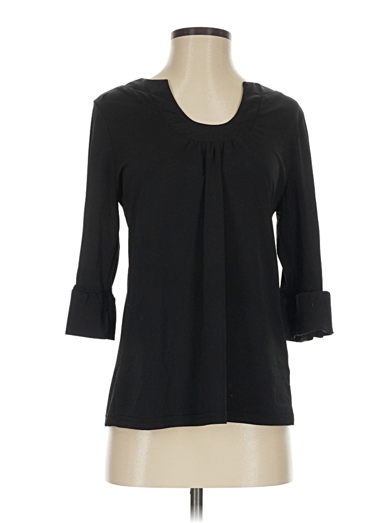 Pre-owned Aryeh 3/4 Sleeve Top Black Keyhole Neckline Tops