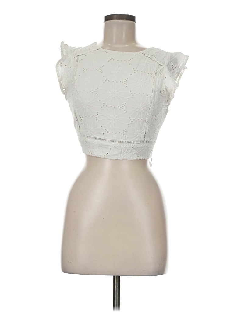 Pre-owned Joa Sleeveless Blouse In Ivory